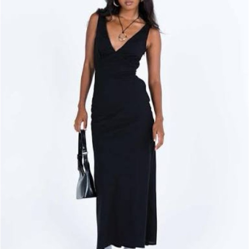 NWT Princess Polly Nellie Maxi Dress Black Linen in Size 6